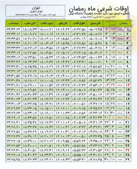 ساعت اذان صبح
